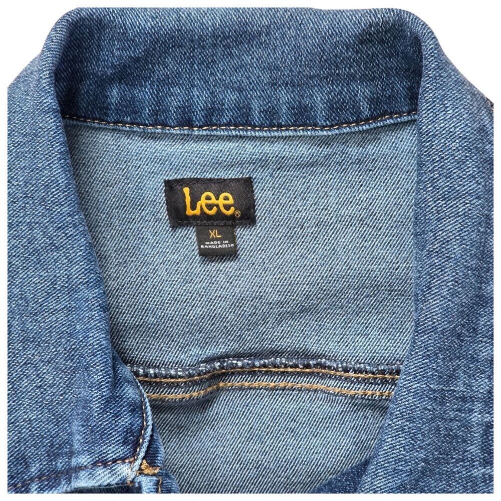 Lee Men’s Denim Trucker Jacket Western Classic Blue Jean Coat Cowboy Rugged - Picture 5 of 7